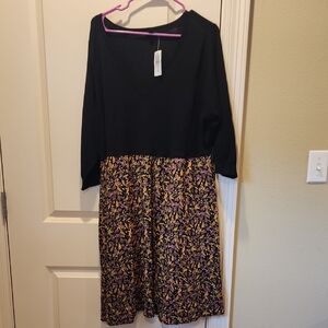 Torrid Black Sweater Dress with Floral Accents